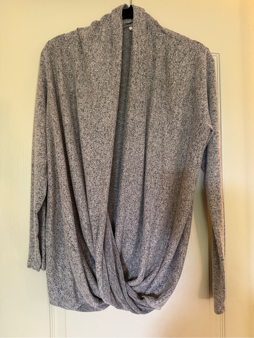 Pinkblush Gray Draped Open-Front Cardigan with Twist Hem, nursing & maternity